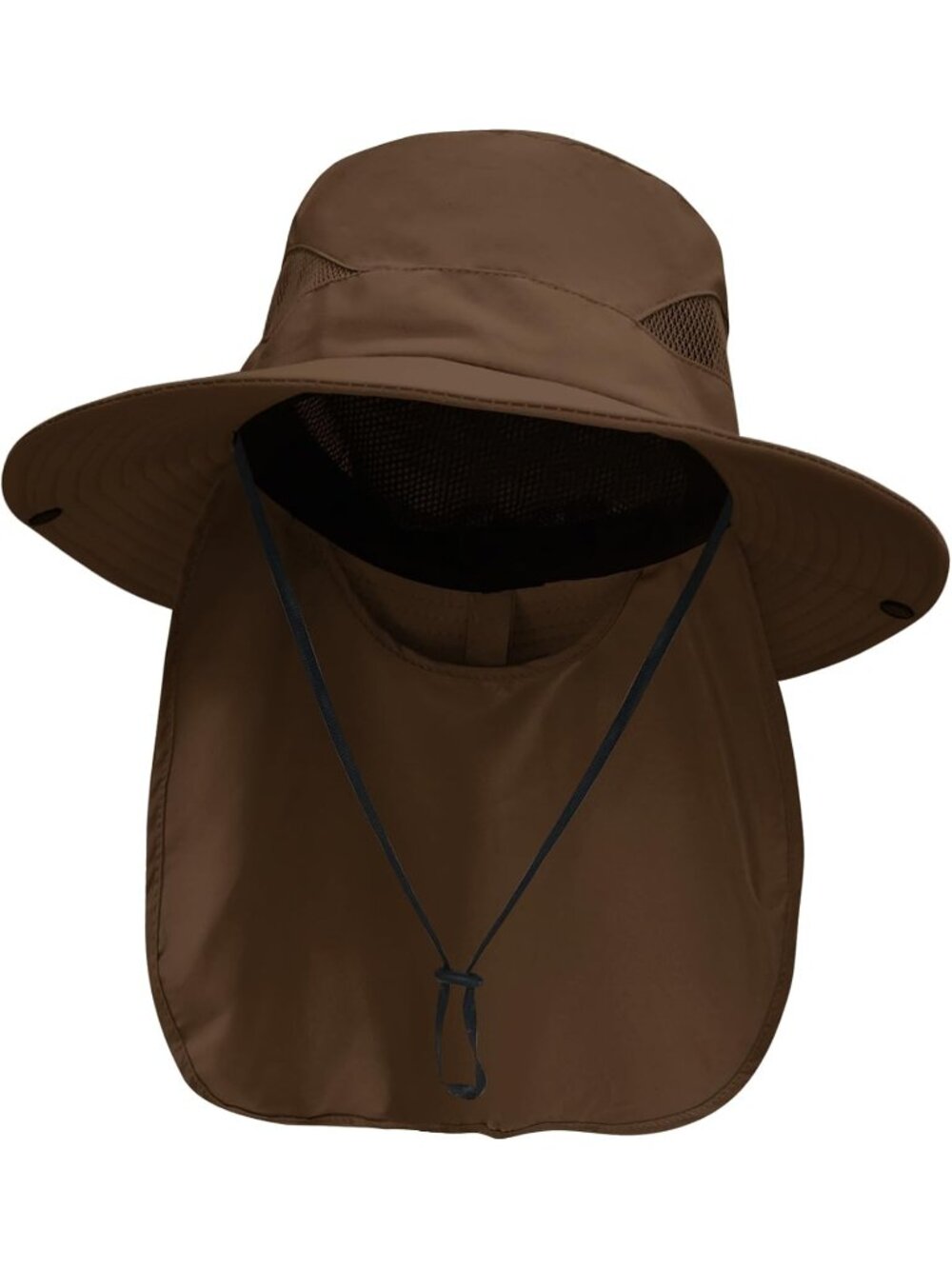 Unisex Brown UV Sun Hat With Neck Flap Fishing Hiking Gardening Outdoor Hat